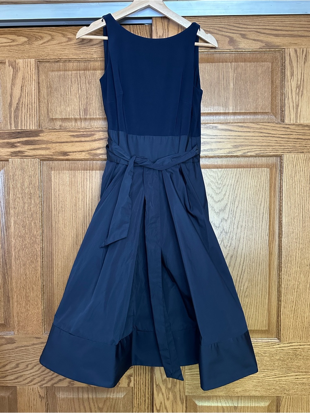 Lauren Ralph Lauren Blue Pleated Taffeta Midi Cocktail Dress Wedding Formal Sz 2